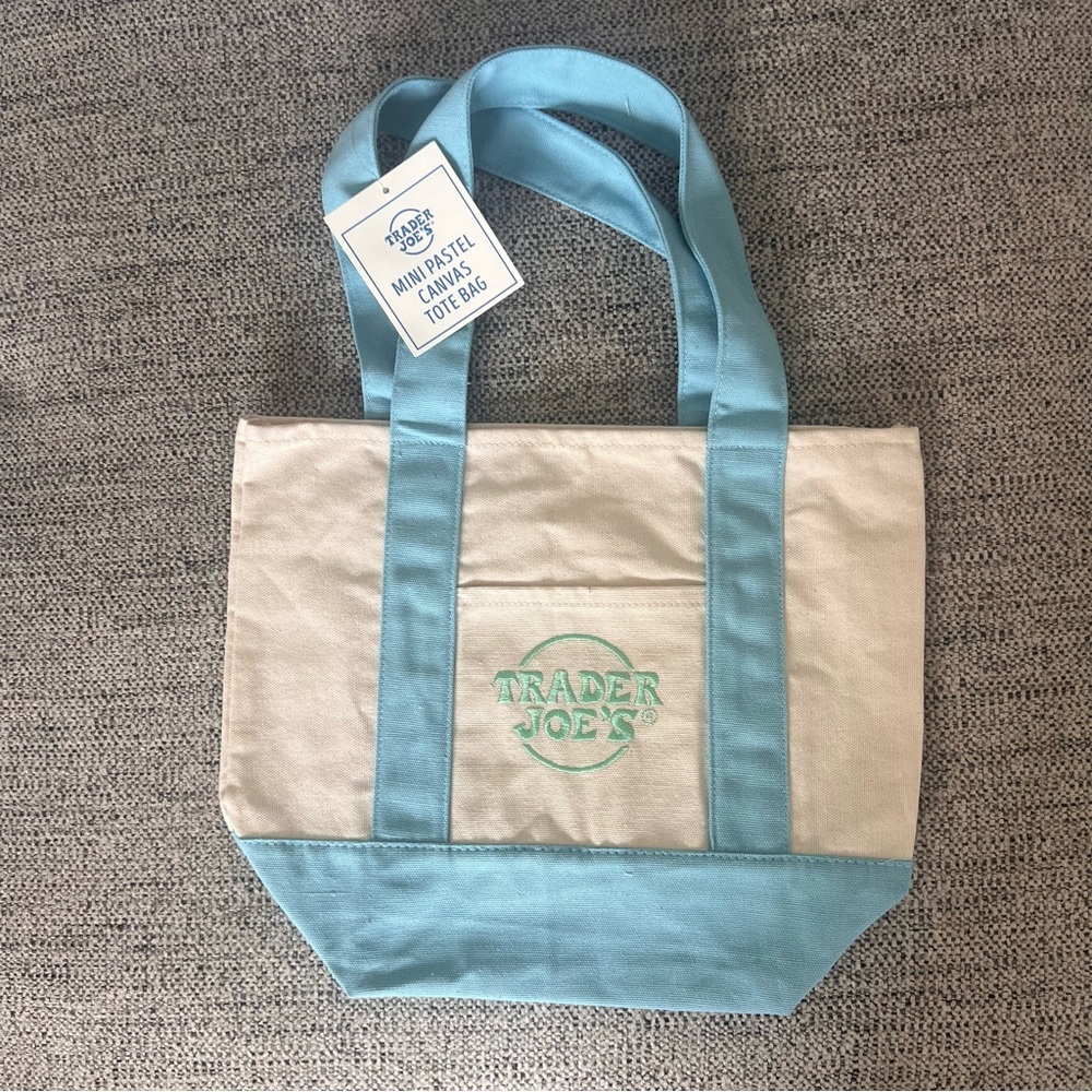 Trader Joe's Blue and Cream Mini Tote Bag